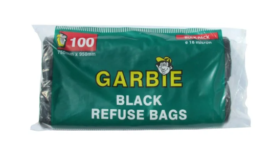 Garbie Black Refuse Bags 750 x 950 mm Jumbo 100 L Garbage Bag Pack of 10